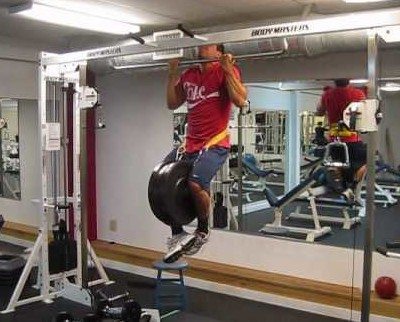 Weighted Chin-ups - Keep the chain short if possible but watch your nuts.